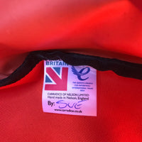 label on Swim Feral Turtleback swim bag showing that it is handmade in the Uk by a woman called Sue